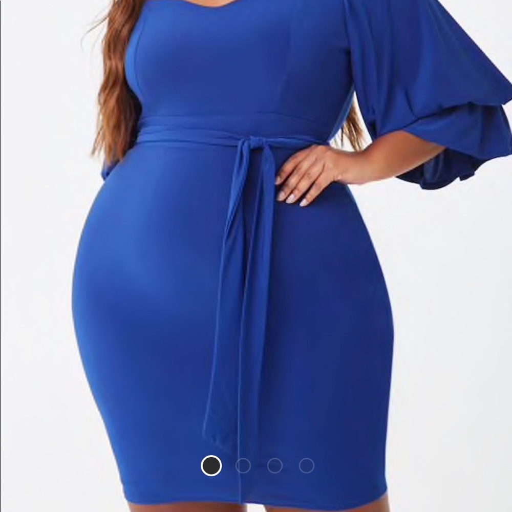 Blue over the shoulder bodycon
